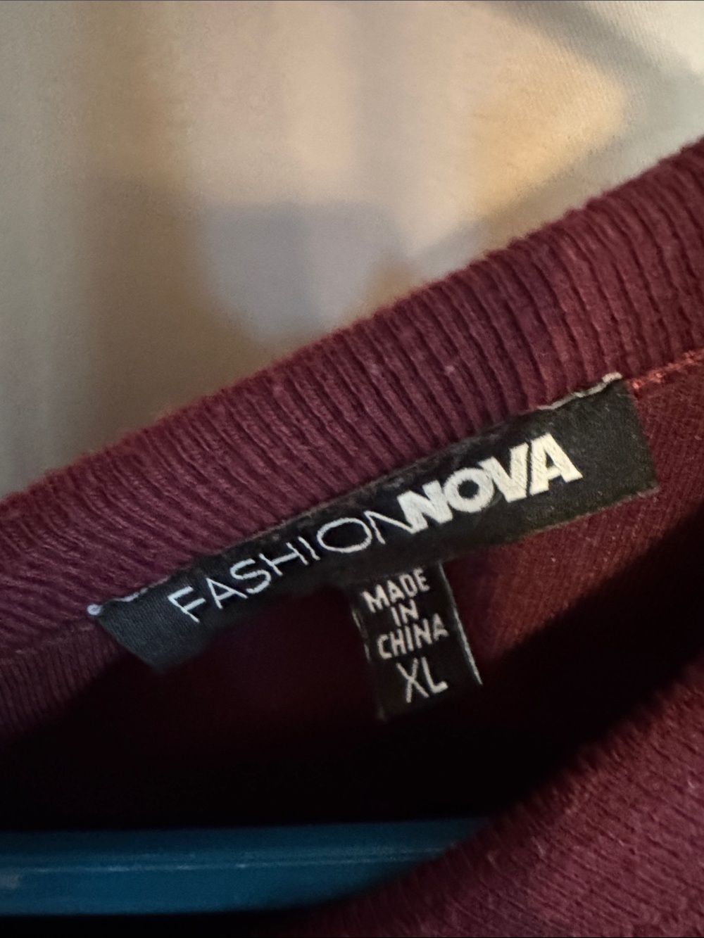Fashion Nova Long Sleeve Tie-Waist Dress in Burgundy - Picture 2 of 5